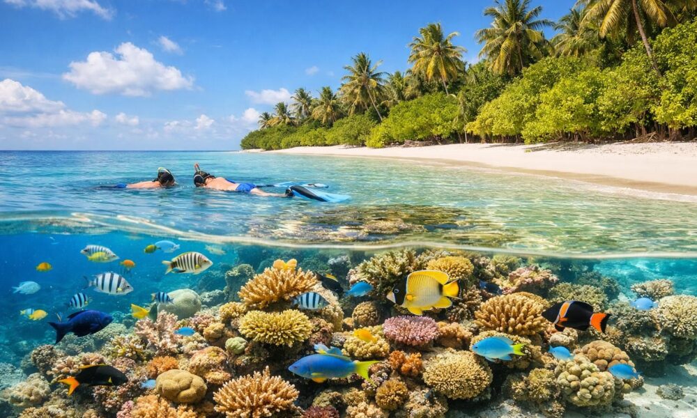 découvrez où faire du snorkeling aux maldives sans prendre de bateau, avec un focus sur l'île de biyadhoo et ses récifs facilement accessibles à pied.