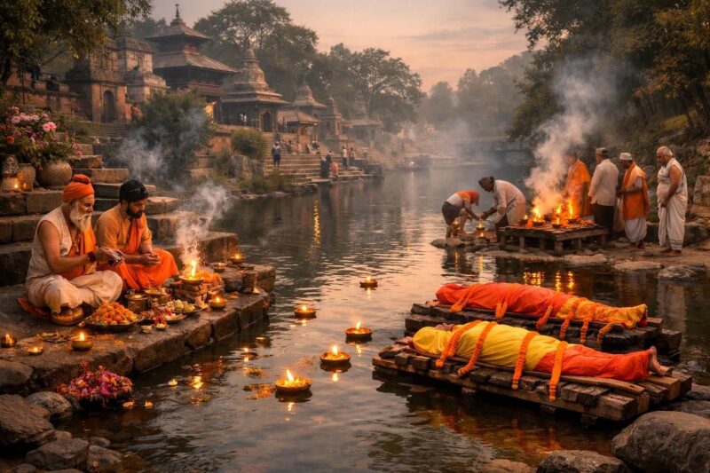 découvrez les rituels de pashupatinath et explorez le cycle sacré de la vie et de la mort au bord de l'eau, un lieu empreint de spiritualité et de traditions anciennes.