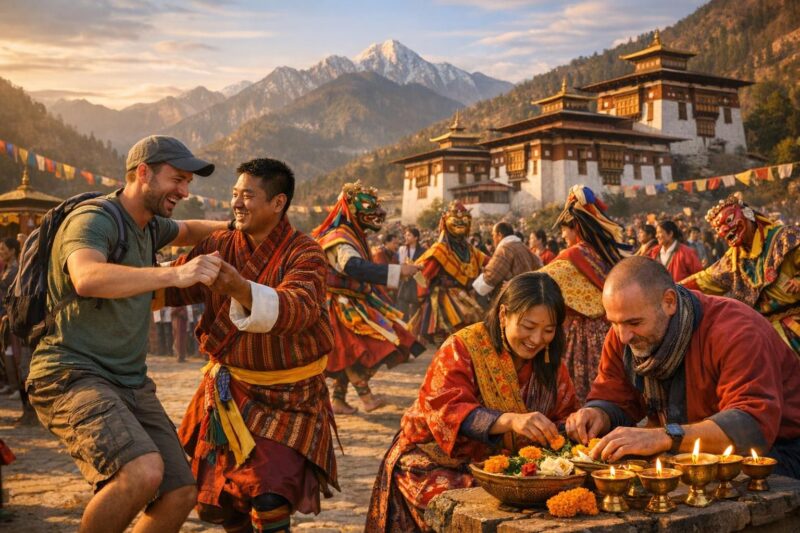 découvrez comment participer activement au festival tsechu au bhoutan et vivre une expérience authentique au-delà du simple rôle de spectateur.