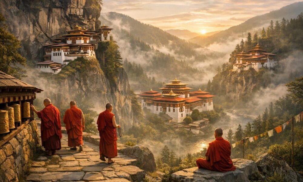 découvrez un voyage spirituel unique au bhoutan, entre monastères perchés, dzongs majestueux et immersion dans le bouddhisme vivant, pour une expérience authentique et enrichissante.